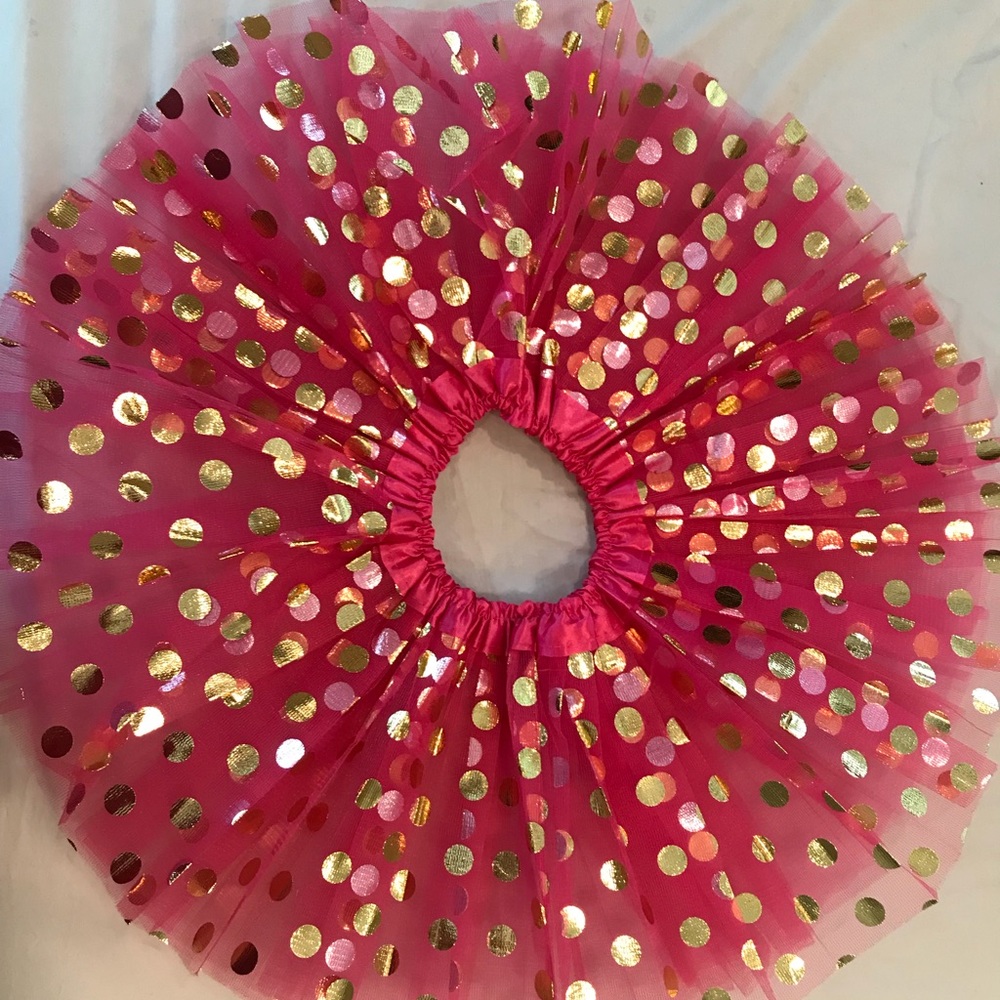 Gold polka dot pink tutu NWOT